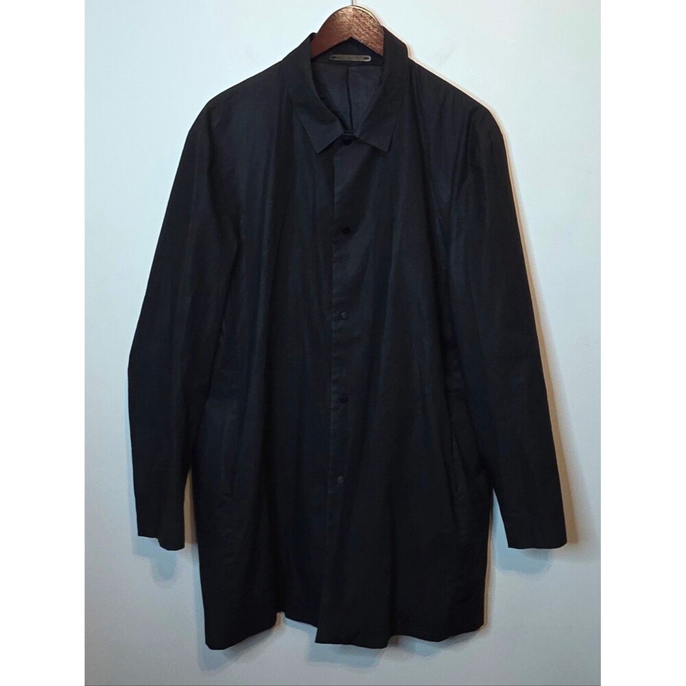 COS Men's Black Car Coat Jacket Snap Button Size 42R Trench Mac Quiet Luxury